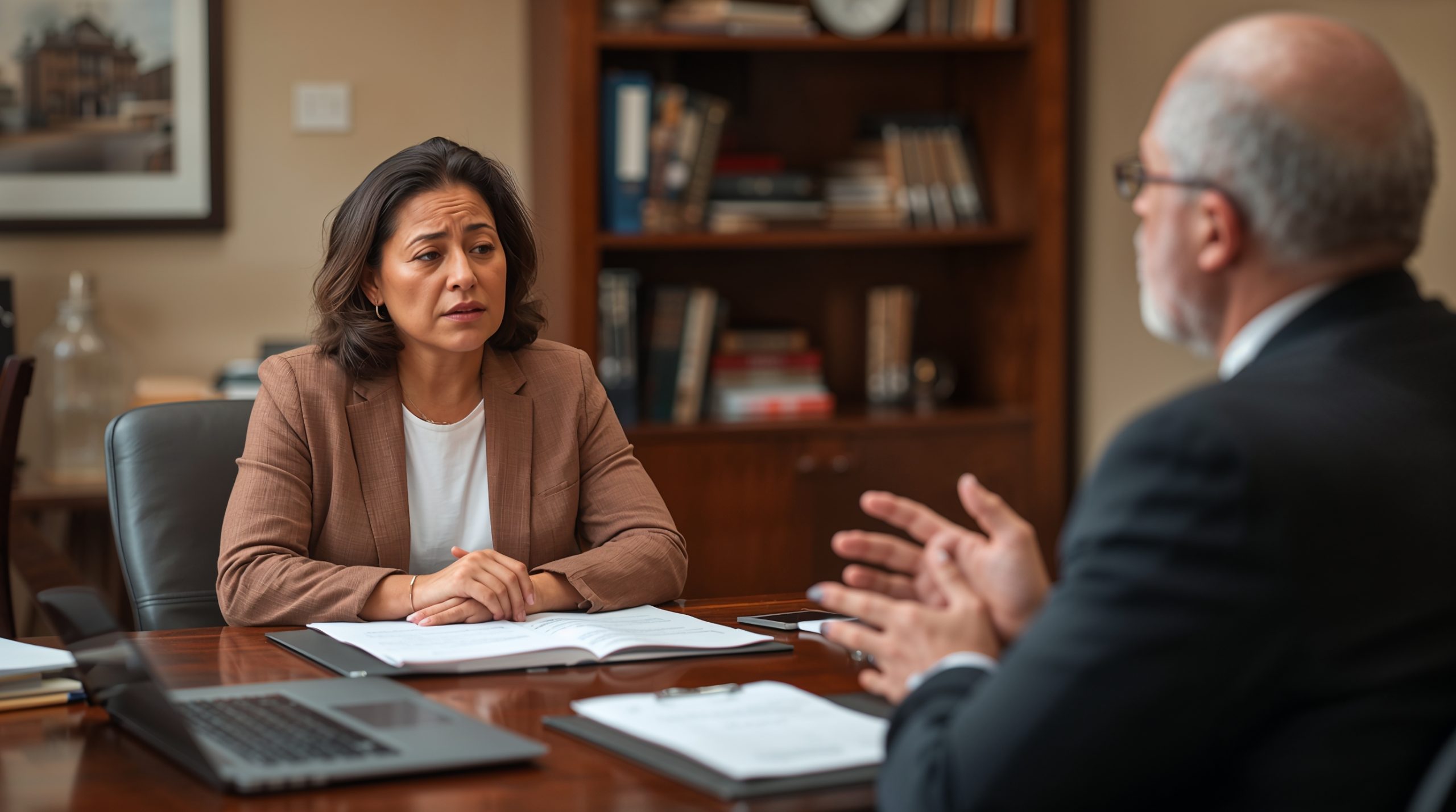 Client meeting with family law attorney for divorce consultation