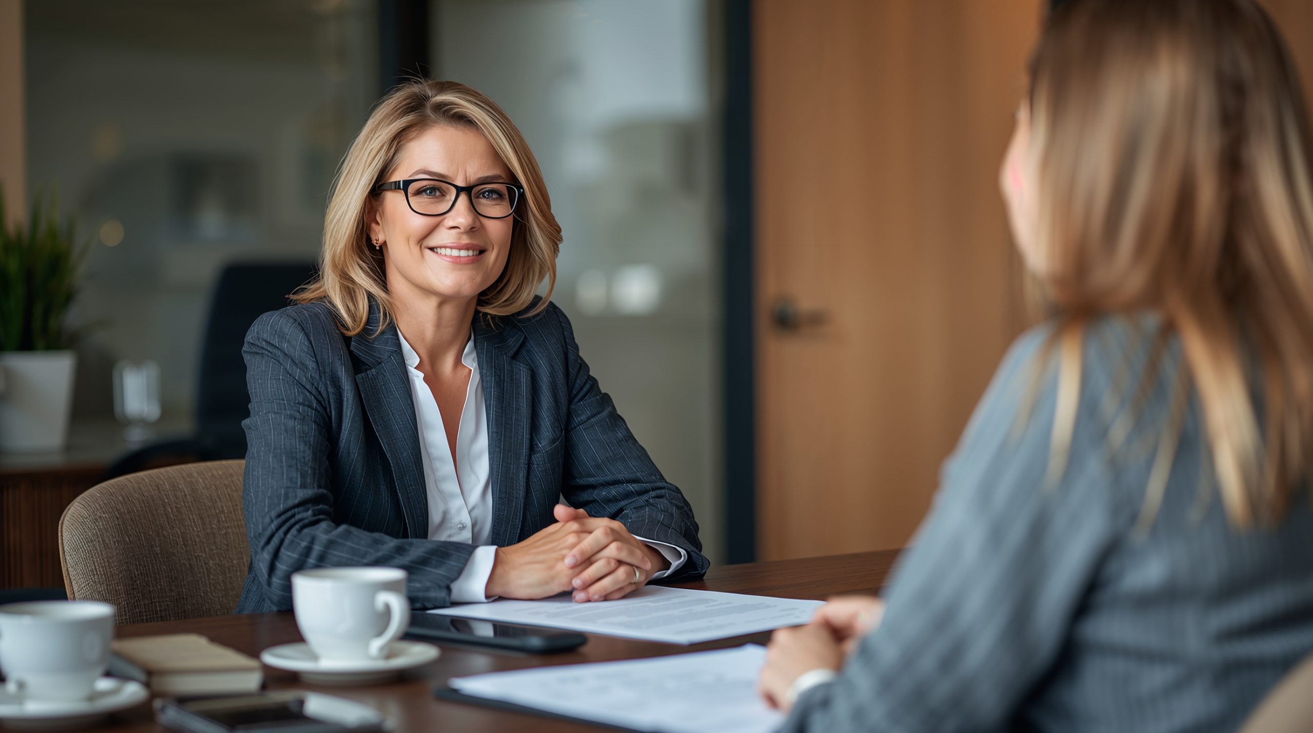 Divorce lawyer consulting with client during initial meeting