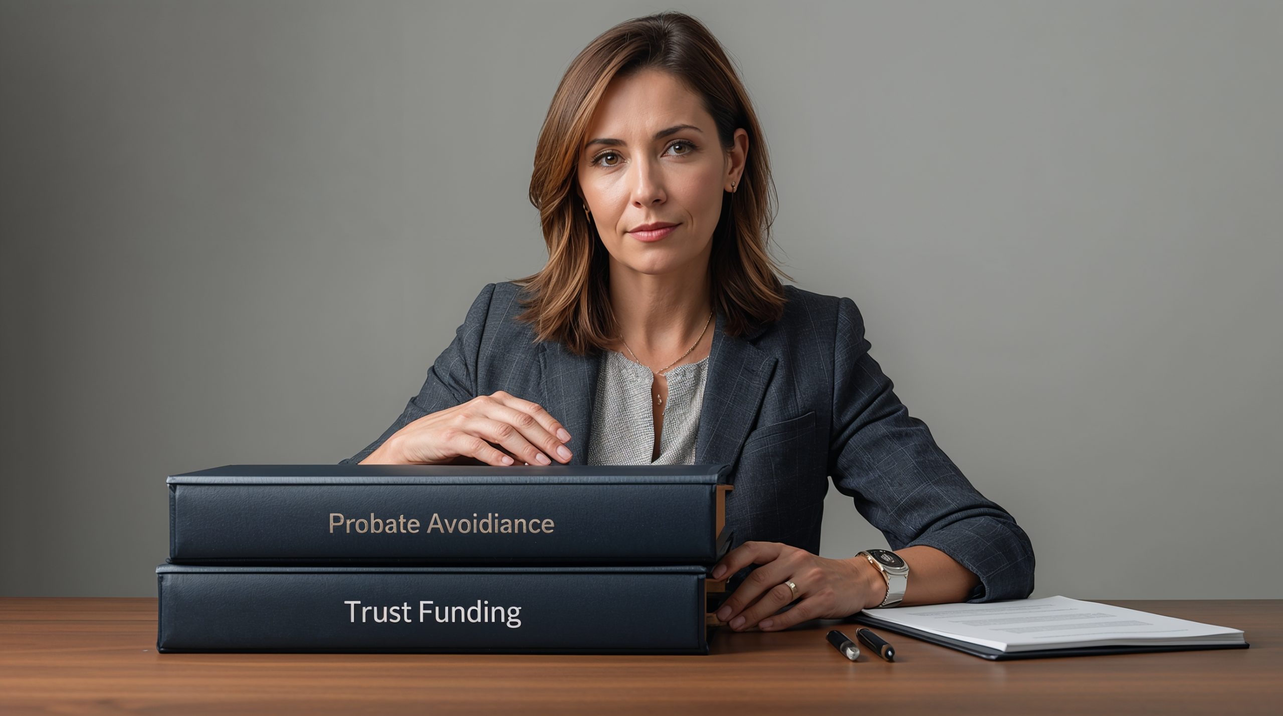 Trust lawyer preparing probate avoidance documents for estate planning